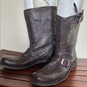 John Varvatos Rich Brown Leather Buckle Boots NWOT